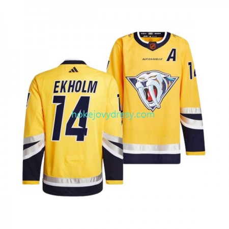 Pánské Hokejový Dres Nashville Predators MATTIAS EKHOLM 14 Adidas 2022-2023 Reverse Retro Žlutá Authentic